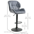 thumbnail image 3 of HOMCOM Bar Stool Set of 2 Fabric Adjustable Height Counter Chairs Grey, 3 of 10