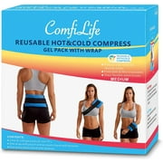 ComfiLife Ice Packs for Injuries – Reusable Hot & Cold Pack with Wrap – Flexible Gel Pack Ice Wrap for Back Pain, Knee, Shoulder, Neck, Hips – Heat & Cold Therapy Relief – Medium