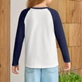 thumbnail image 3 of Girls Long Sleeve Raglan Crewneck Casual Pullover Top Soft Lightweight Youth Basic Tee Comfortable Fit, 3 of 5