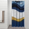 thumbnail image 2 of Blue White Gold Marble Pattern Shower Curtain 36"x72" ,Bathroom Decorative Shower Curtains Set with 12 Hooks,Modern Waterproof Washable Shower Curtain, 2 of 6