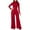 Red, variant on Dealovy Jumpsuits for Women Long Sleeve Slim Fitted Rompers 1 Piece Wide Leg Pants Business Casual Rompers