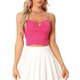 thumbnail image 1 of INSPIRE CHIC Camisetas sin mangas para mujeres con brillo de strass, tirantes de espagueti, corte en la parte superior, crop tops de fiesta, rojo rosa XS, 1 of 1