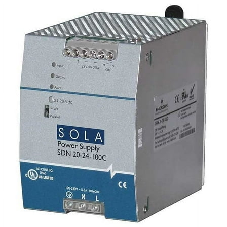 Solahd DC Power Supply, 85/264V AC, 24V DC, 480 W, 20 A, DIN Rail SDN2024100C