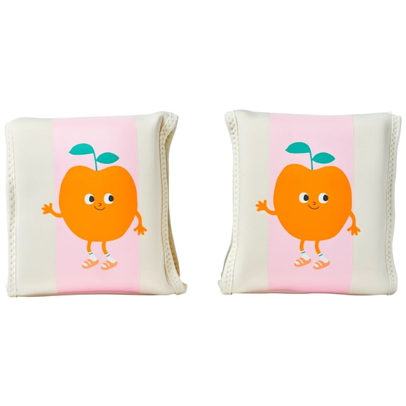 Sunnylife: Kids Floaties - Poppy the Peach Pink Stripe - 2 Inflatable Arm Bands, Neoprene Swimming Flotation Devices, Water Play Accessory, Ages 3