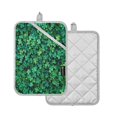 thumbnail image 2 of Two Pieces Of Square Heat Insulation Pad Oven Mitts 7x9.8 Inch Oven Microwave Kitchen Cooking Baking Pretty Green Four-leaf Clover, 2 of 7