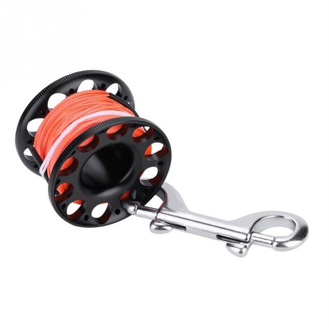 30m DIY Fishing Reel Spool Line Mini Aluminium Reel Baitcasting Reel Spool with Stainless Steel Double Ended Hook ,Rigid Aluminum Skeletal Frame