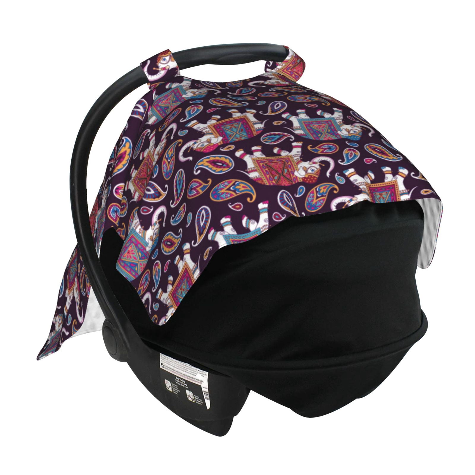 Car Seat Cover Baby - Elephants Paisley Breathable Infant Car Seat Cover for Baby Carseat, Lightweight Comfort Baby Essentials Must Haves Newborn Stuff for Girl Boy
