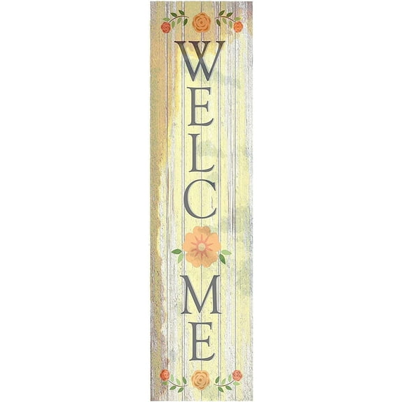 Tin Signs Yellow Flower Welcome Vertical Metal Sign Plaque Sign Home Decoration Kitchen 16x4inch Vintage