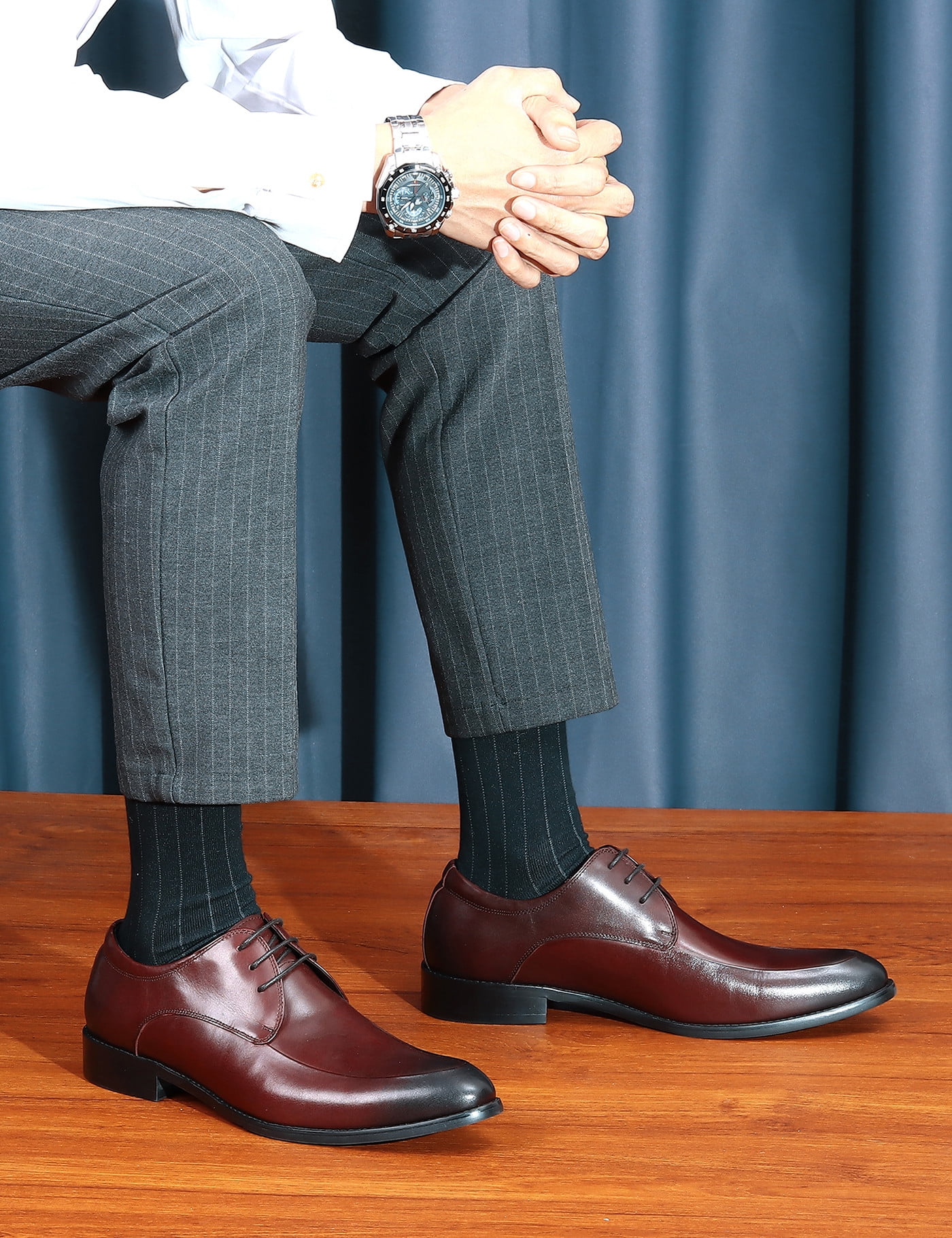 Santimon Burgundy Dress Shoes for Men Sleek Pointed Toe Lace-up Derby Shoes  Formal Business Oxford Shoes US 6.5 - Walmart.com