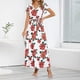 thumbnail image 1 of Vestido largo suelto de verano de manga corta con cuello en V para mujer, 1 of 5