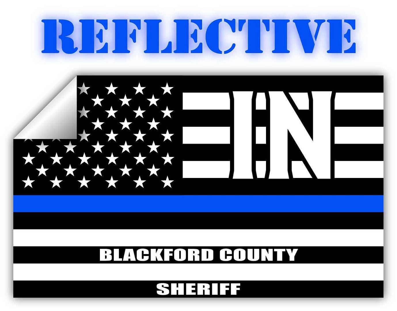 Reflective Blackford County Indiana IN Thin Blue Line Stealthy Old