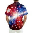 thumbnail image 5 of Men's American 250Th Anniversary Art Print Hawaiian Shirt 1776-2026 Patriotic Tee with America Script and Starburst Rays Blue L, 5 of 8
