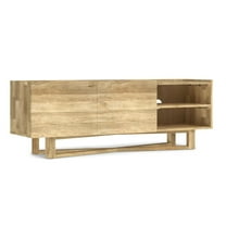 Simpli Home Harrow SOLID MANGO WOOD 60 inch Wide Contemporary Modern TV Media Stand in Natural For TVs up to 65 inches