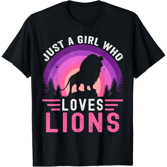 men and women can wear,Just A Girl Who Loves Lions Retro Vintage Lion T-Shirt