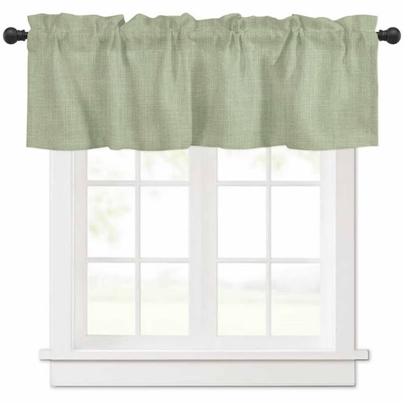 Sage Green Valances for Windows Farmhouse Kitchen Curtains Valances Rod Pocket Valance Curtains for Kitchen Windows Country Minimalist Pure Color Linen Texture Window Valances for Bathroom 42"x18"