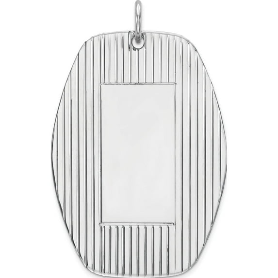 Sterling Silver Rh-Plt Engraveable Polished Front/Satin Back Disc Charm (41 X 27) Made In United States qm494/35