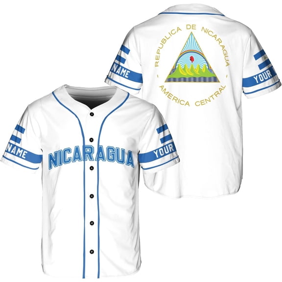 Personalized Nicaragua Baseball Jersey Custom Nicaragua Baseball Jersey for Men Women Nicaraguan Camisas Shirt (S)