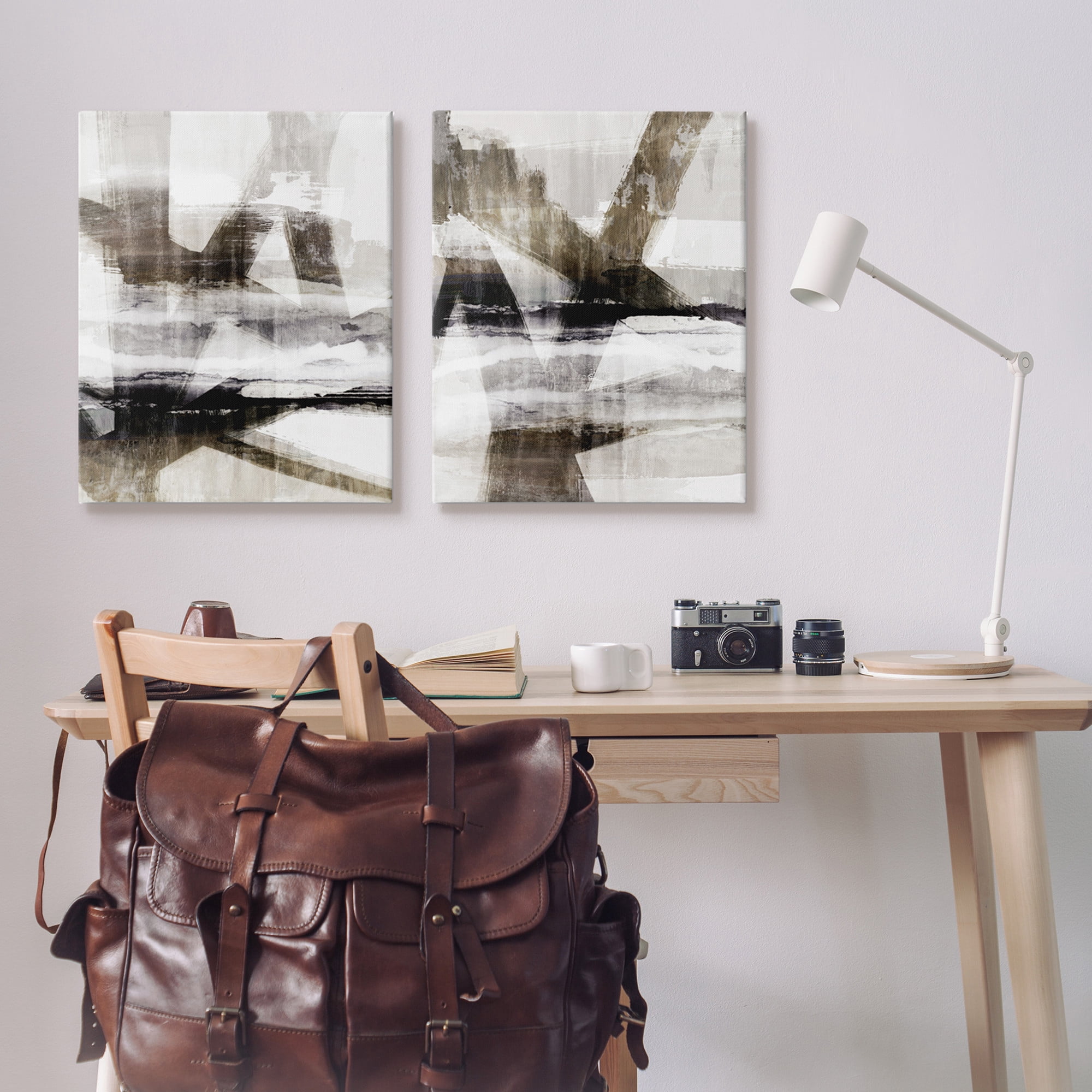 Stupell Industries Abstract Composition Urban Complex Graphic Art Gallery Wrapped Canvas Print Wall Art, Set of 2, Design by Nina Blue