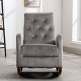 thumbnail image 7 of Patio Rocking Accent Chair, Tufted Upholstered Velvet Wingback Rocking Recliner Sofa Chair for Porch Living Room Bedroom, Gray 40x26x37inch, 7 of 7