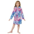 thumbnail image 6 of FORMRS Niños Bathrobe Unisex Hooded Robe Soft Plush Pajamas Sleepwear, Size 7-9T, Watercolor Blue Marble Pattern, 6 of 7