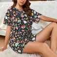 thumbnail image 4 of Fotbe Autumn Fox Owl Conjunto de Pijama Estampado para Mujer, 2 Piezas, Ropa de Dormir con Camiseta de Manga Corta y Shorts Suaves-X-Large, 4 of 6