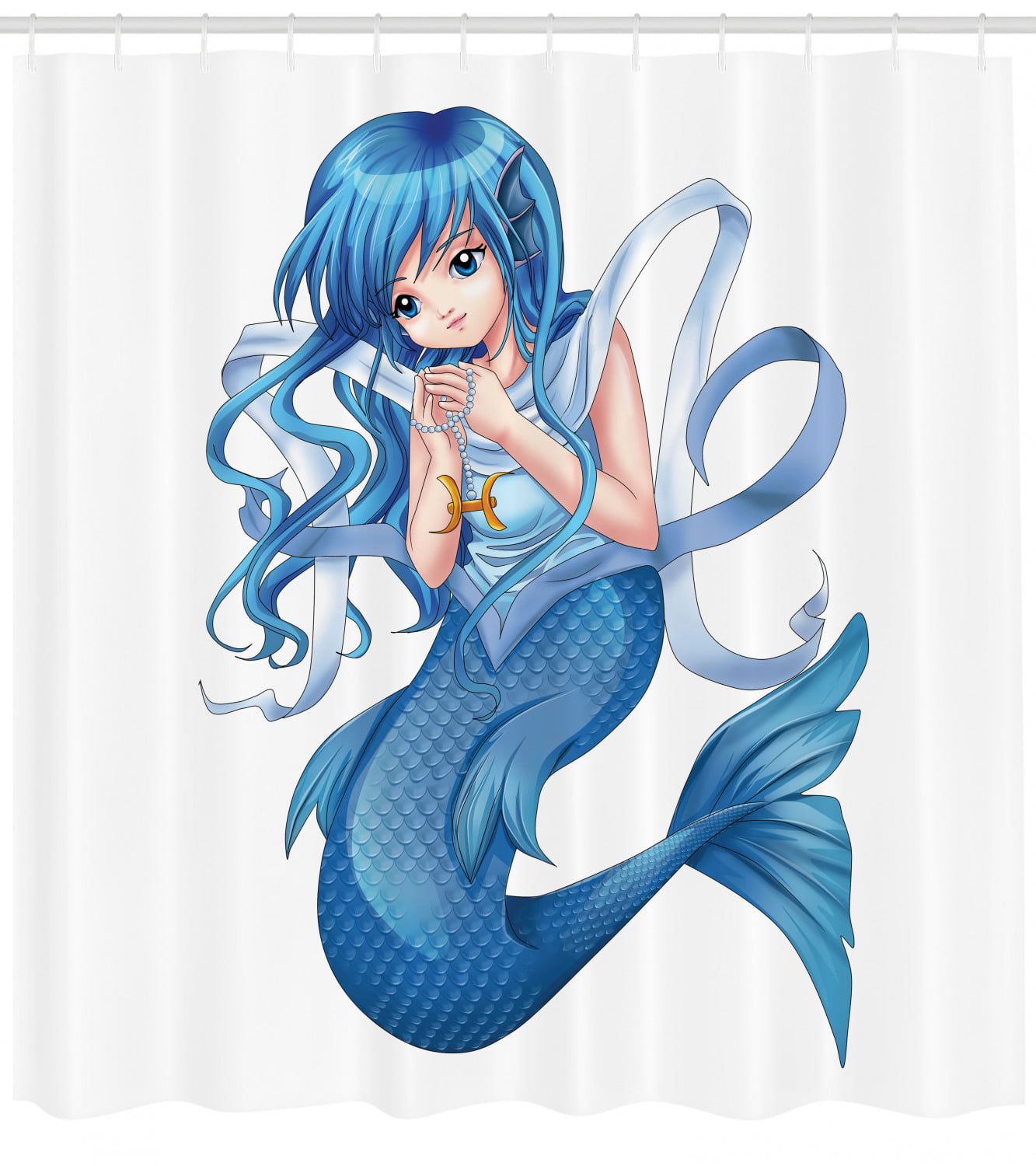Anime Shower Curtain Manga Cartoon Style Character Of A Pisces