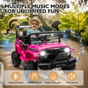 12V Ride on Car with Parent Remote Control, Battery Powered Electric Vehicle with Wider Seat, LED Lights, Openable Doors, MP3 Player, Smooth Start, 3 Speeds - Pink