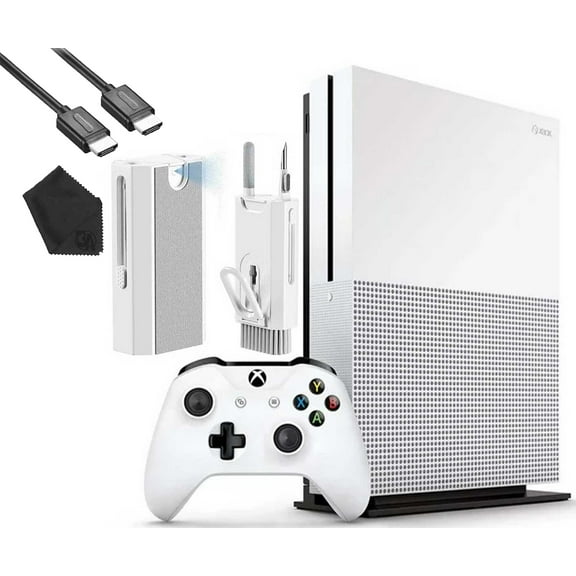 Restored Microsoft Xbox One S 1TB Gaming Console White with HDMI Cleaning Kit (Refurbished)