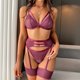 thumbnail image 5 of Gibobby Lenceria mujer sexy Conjunto de ropa interior de encaje para mujer, conjunto de ropa interior y ropa interior de encaje con correa, lencería sexy(Morado, M), 5 of 5
