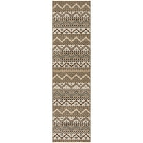 SAFAVIEH Veranda Luwig Geometric Indoor/Outdoor Runner Rug, Creme/Brown, 2'3" x 8'