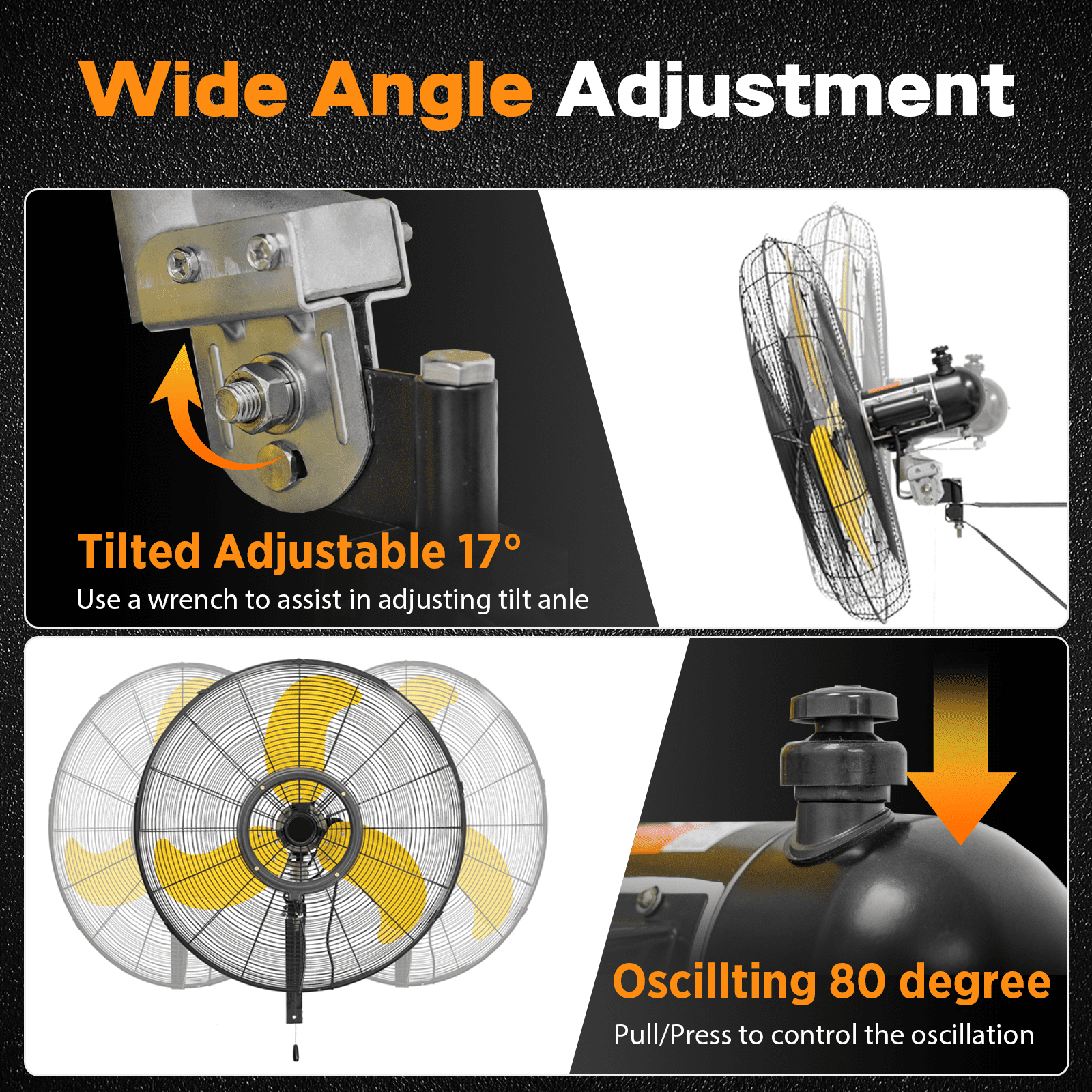 9300 CFM 30" Outdoor Wall Mount Misting Fans, High Velocity 3-Speed Waterproof Professional Oscillating Wall Fan, Heavy Duty Industrial Fan for Commercial, Garage, Warehouse, UL Listed