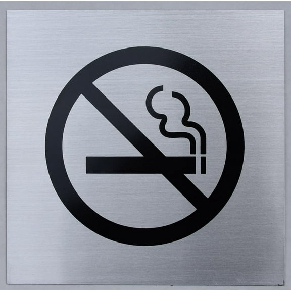 No Smoking Symbol Sign (Brush Aluminium, Aluminium 6X6)