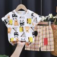 thumbnail image 4 of NOLDARES Baby Boy Summer Outfits 2 Pieces Short Sleeve Shirt Tee Cute Octopus Graphic Casual Drawstring Shorts Clothes(Khaki,3-4 Y), 4 of 4