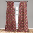 thumbnail image 4 of Ambesonne Thanksgiving Curtains, Leaves Mushroom Berry, Pair of 28"x95", Coral and Pale Olive Green, 4 of 5