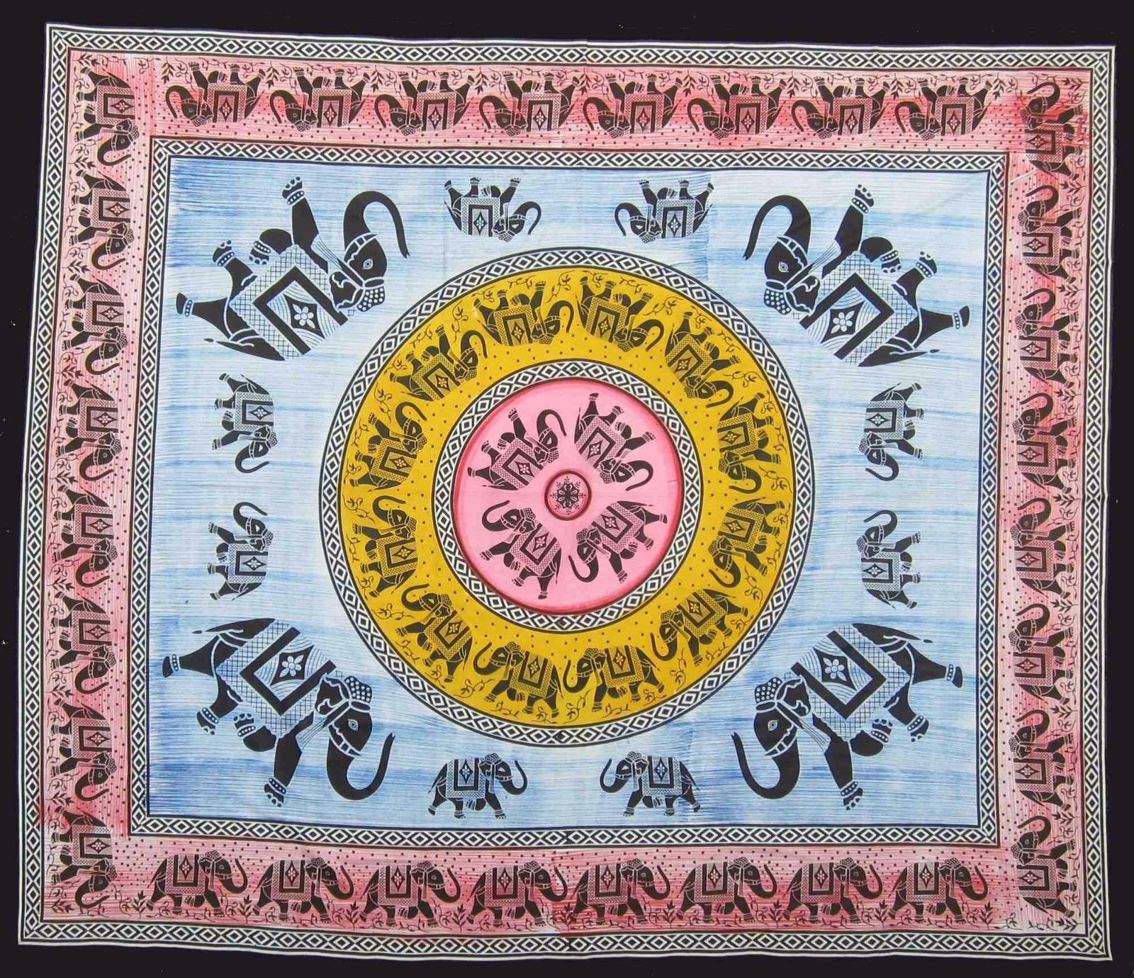 Handmade Cotton Mandala Elephant Tapestry Tablecloth Bedspread Full Yellow Blue Walmart Com Walmart Com