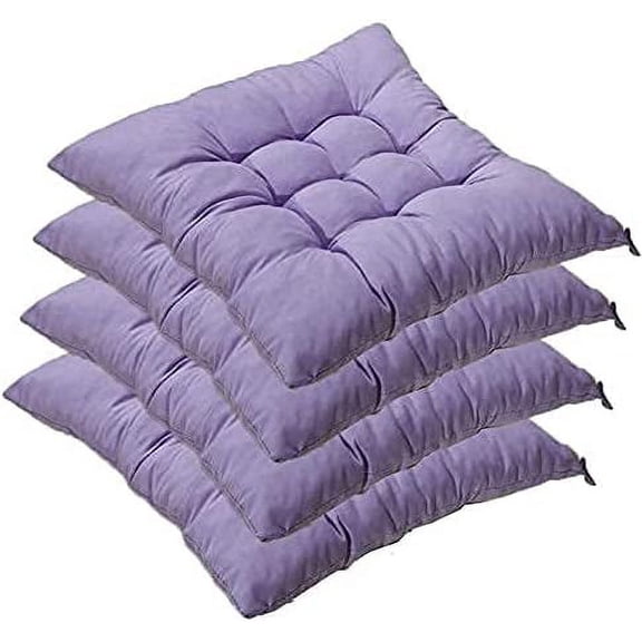 NAMZI Set of 4 Indoor/Outdoor Chair Cushion, Cotton Chair Pads Square, Cushions for Wicker Chair Seat, for Rocking, Dining, Patio, Camping, Kitchen Chairs (40X40cm),Light Purple