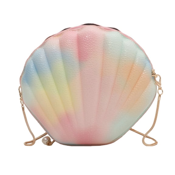 Baguery Cute Seashell Crossbody Purse - Small PVC Hard Shell Chain Shoulder Bag for Women & Little Girls (2 Styles)