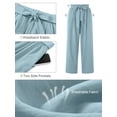 thumbnail image 4 of Chiclily Women's Wide Leg Pants with Pockets Lightweight High Waisted Adjustable Tie Knot Loose Trousers Flowy Summer Beach Lounge Pants, US Size Large in Blue Gray, 4 of 9