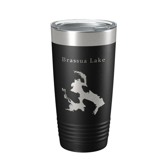 Brassua Lake Map Tumbler Travel Mug Insulated Laser Engraved Coffee Cup Maine Moose River 20 oz Black