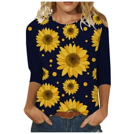 Amazon Blusas Negras Con Girasoles Camisas Para Mujer Moda O