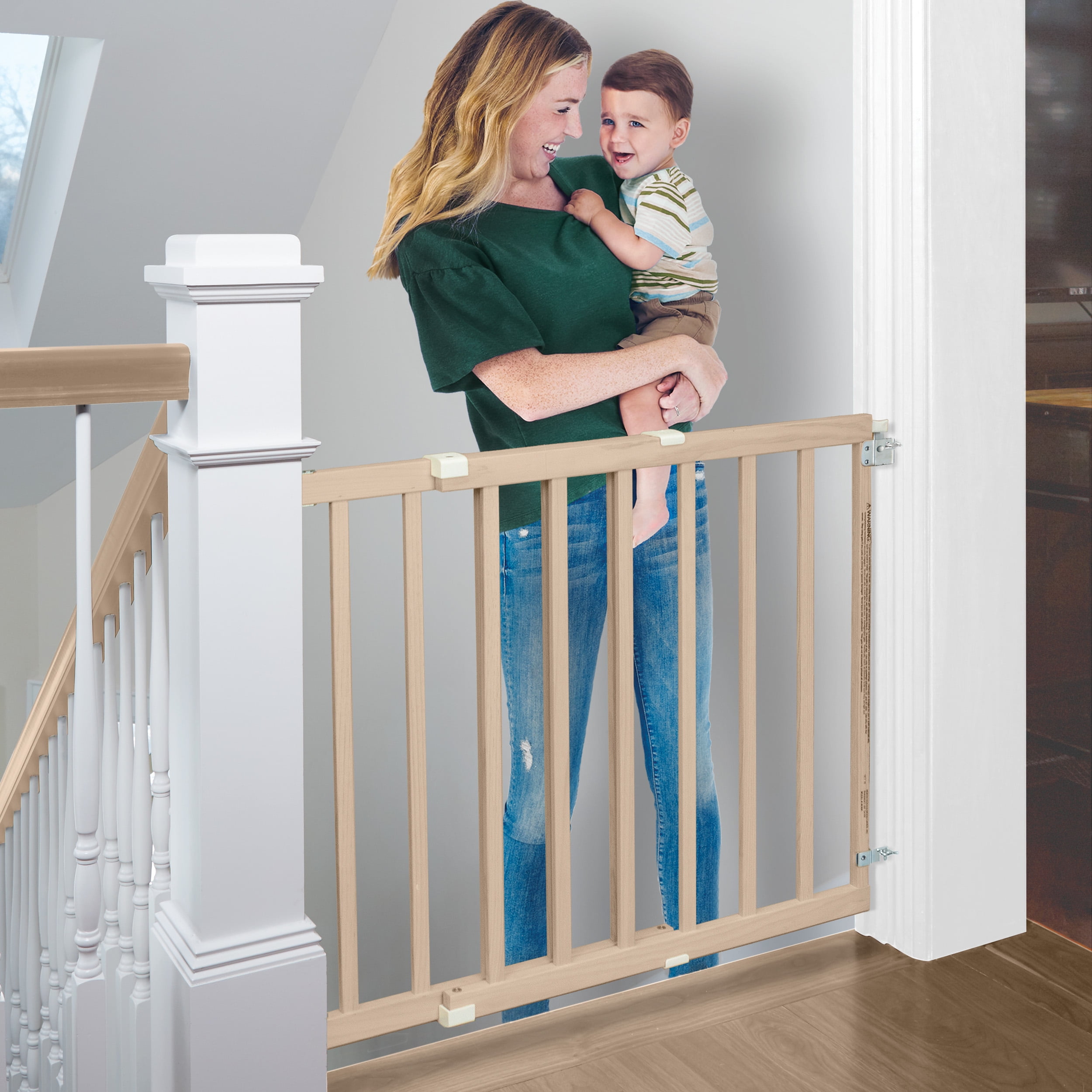 Includes Banister and Wall Kits Regalo 2-In-1 Stairway and Hallway Baby Gate 