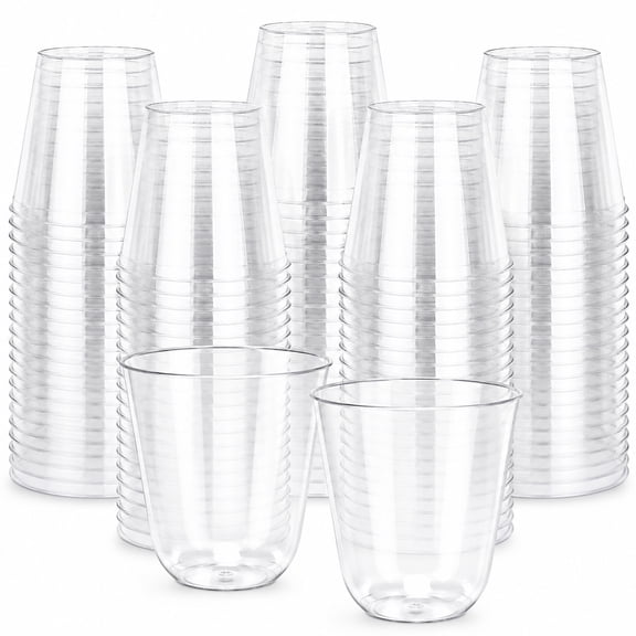 50 Pack 12 oz Clear Plastic Stemless Wine Glasses, BPA-Free Disposable PET Cups