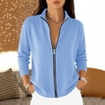 thumbnail image 6 of TGSLY Women's Full Zip Knit Sweater Lightweight Long Sleeve Solid Color Cardigan Coat Relaxed Casual Fall Winter Jacket with Pockets XXL, 6 of 9