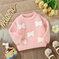 thumbnail image 6 of VNKIDY Girls Sweaters Pink Knitted Sweater With Bow Appliques Crew Neck Long Sleeve Pullover For Toddlers Warm Winter Soft Knitwear, 6 of 9