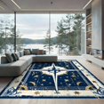 thumbnail image 2 of ODIKA 6'x9' Ultra-Soft Area Rug, Beachy Ocean Vintage Border Nautical Themed Bathroom Theme Vanity None Washable, Bare feet friendly, Silk-Touch for Guest Room, Bedroom, 2 of 7