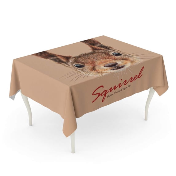 LADDKE Brown Face Portrait of Squirrel Little Cute in Summer Color Red Ears Fore Tablecloth Table Desk Cover Home Party Decor 60x84 inch
