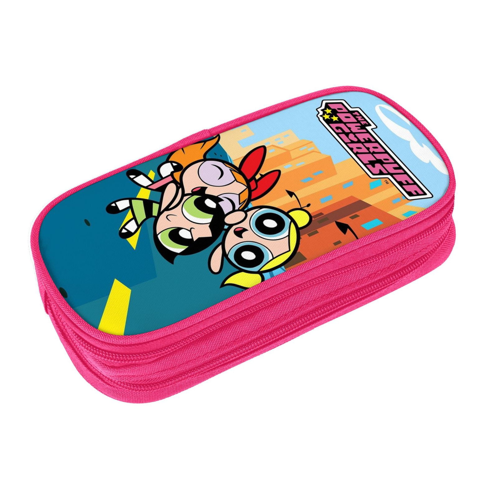 The Powerpuff Gi-rls Pencil Case Large Capacity Pencil Pouch Penbag Office Stationery Organizer Travel Makeup Bag Pink