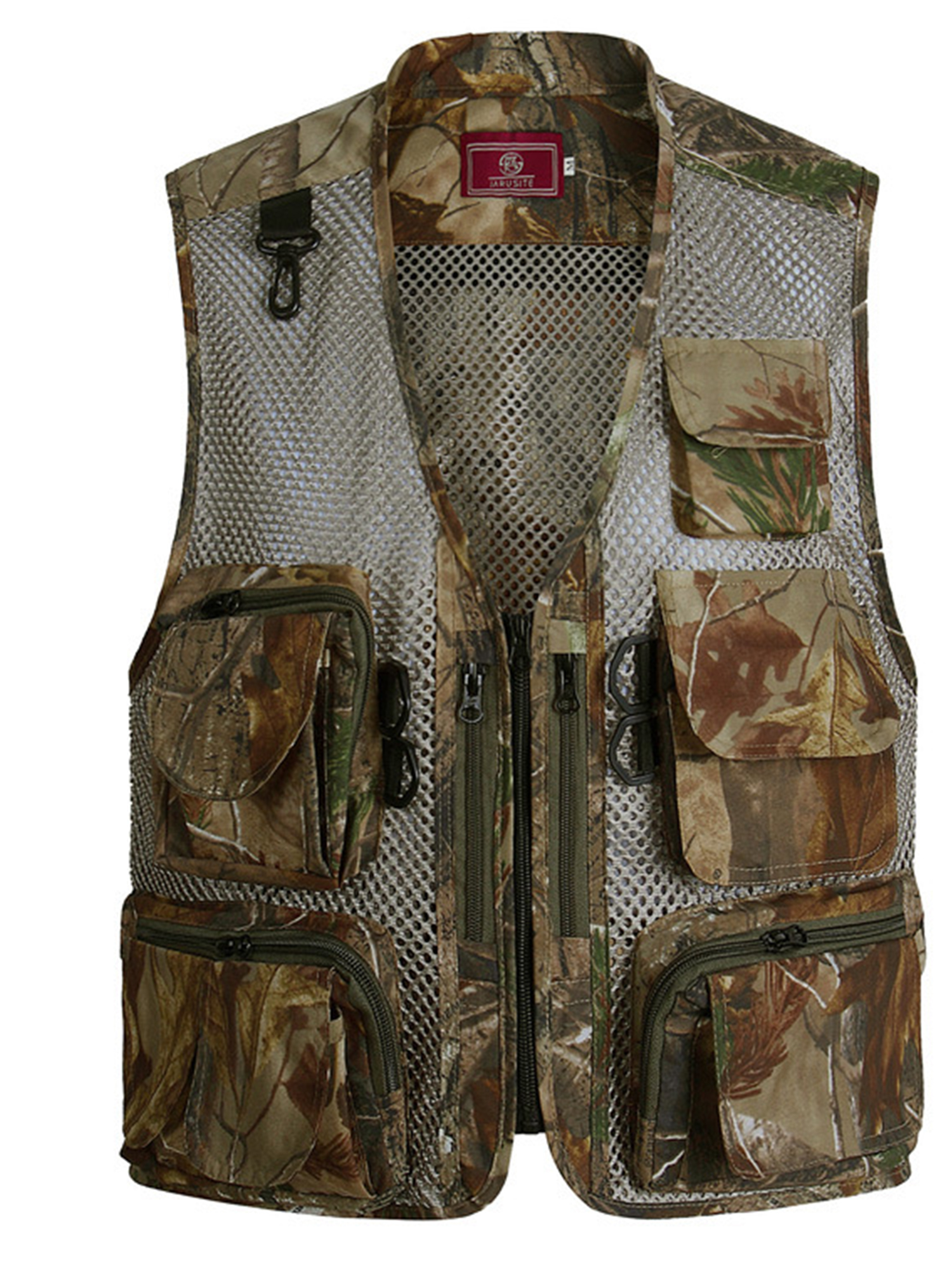 Wrcnote Men Sleeveless Camouflage Print Outdoor Vest Fishing Removable