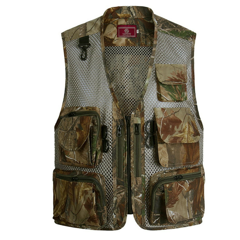 Wrcnote Men Sleeveless Camouflage Print Outdoor Vest Fishing