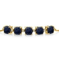thumbnail image 2 of Gem Stone King 18K Yellow Gold Plated Silver Blue Sapphire and White Lab Grown Diamond Tennis Bracelet for Women (6.56 Cttw, Cushion 6MM, Gemstone Birthstone, Fully Adjustable up to 9 inch), 2 of 4